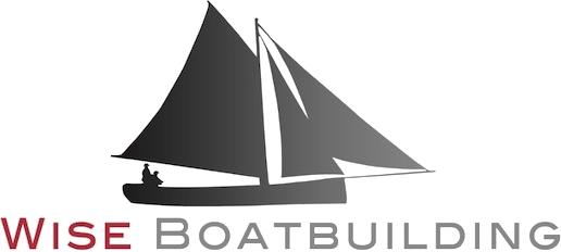 Wise Boatbuilding logo, a traditional sailboat mark
