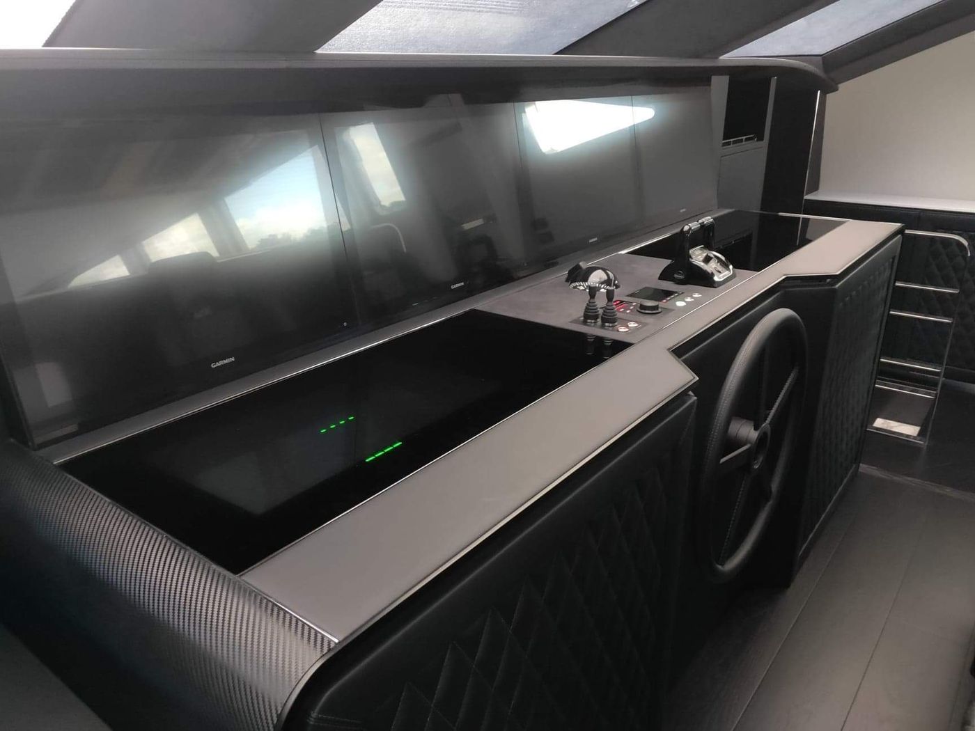 Carbon fibre helm station fitted out during a superyacht refit
